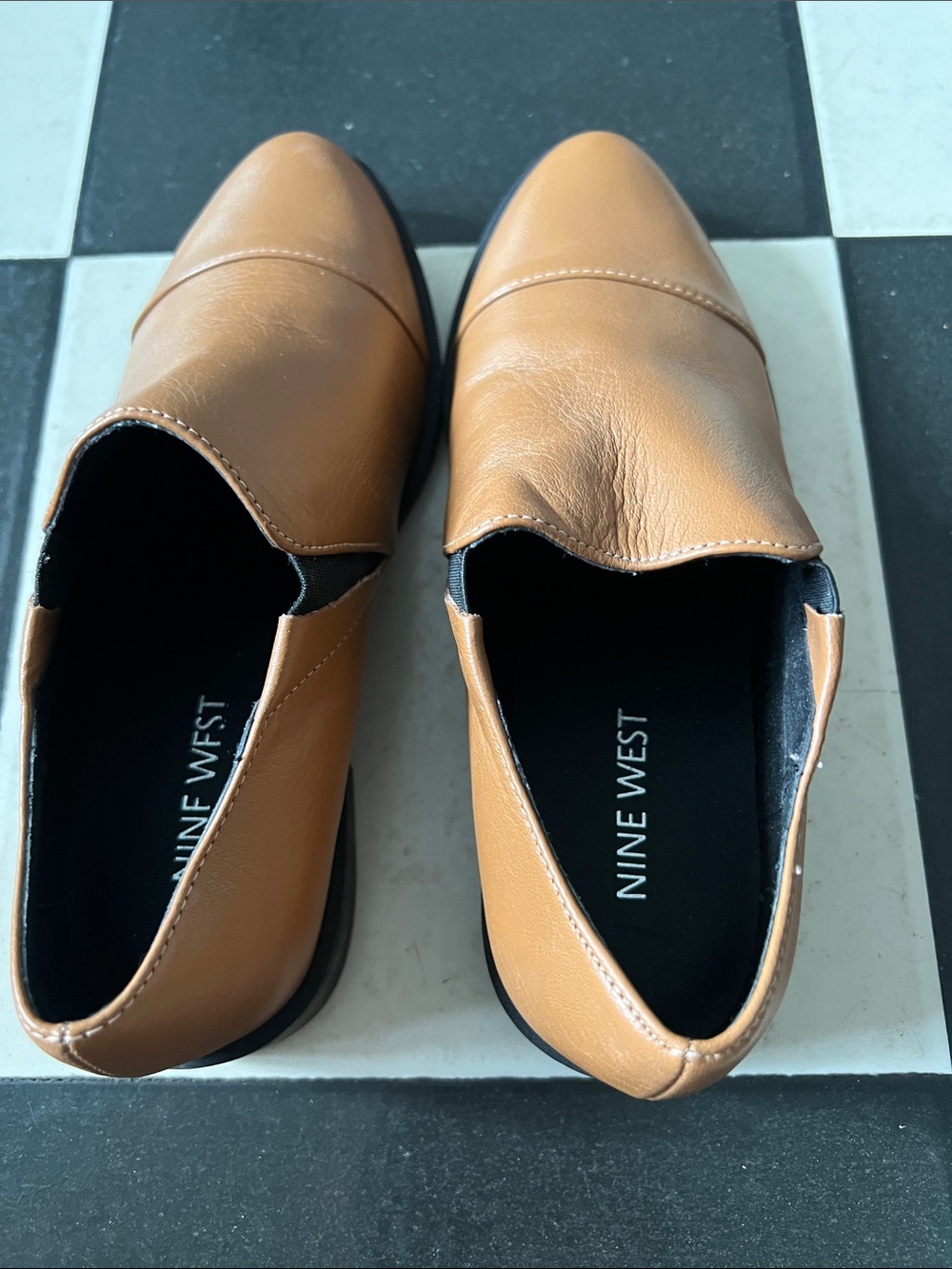 Nine West Tan Leather Slip-On Loafers